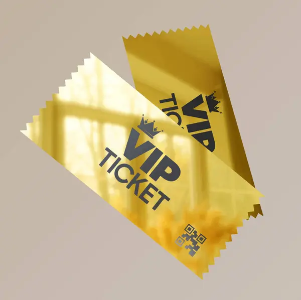 Beyaz arka planda altın VIP biletleri