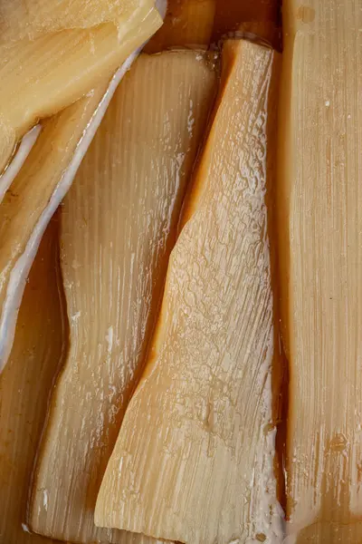 Sepette bir bambu, yakın çekim makrosu.