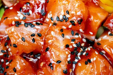 Susam tohumlu somon dokusu makro kırmızıyı kapat.