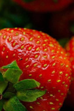 Sulu olgun çilekler kapayın makroyu.