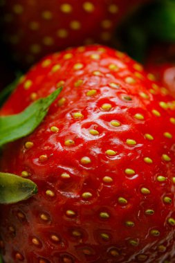 Sulu olgun çilekler kapayın makroyu.