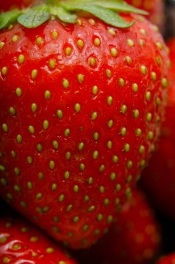 Sulu olgun çilekler kapayın makroyu.