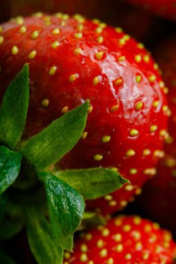 Sulu olgun çilekler kapayın makroyu.