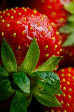 Sulu olgun çilekler kapayın makroyu.