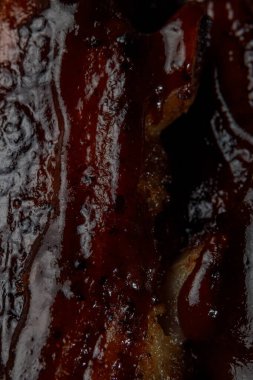 Sıcak gölgelerde makro gıda dokusu et, jöle, sos, tavuk