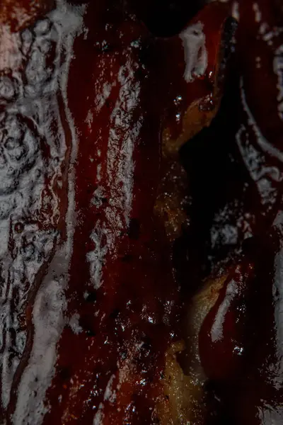 Sıcak gölgelerde makro gıda dokusu et, jöle, sos, tavuk