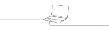 Continuous line drawing of laptop, . One line laptop. Single line draw design vector illustration. computer. illustration