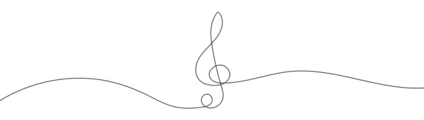 Gキーシンボルミニマリズムデザインの音楽サイン連続1線画 — ストックベクタ
