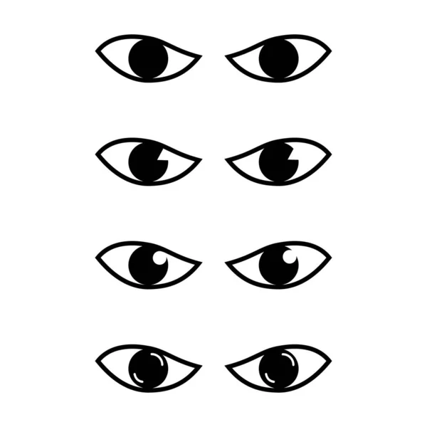 Coleção Olhos Emoção Irritada Ilustração Vetorial Editável Fácil Preto Branco —  Vetores de Stock