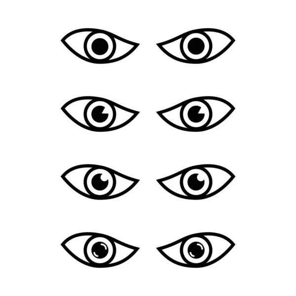 Eyes Collection Angry Emotion Black White Easy Editable Vector Illustration — Stock Vector
