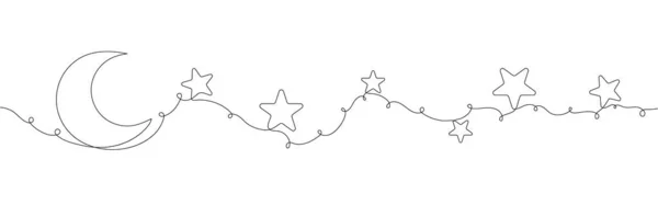 Satu Garis Star Dan Crescent Simbol Muslim - Stok Vektor