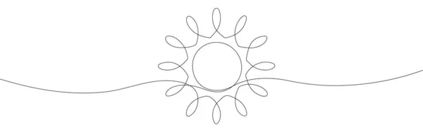 Continuous Line Sun Art Single Line Sketch Sunny Summer Travel — Stock Vector