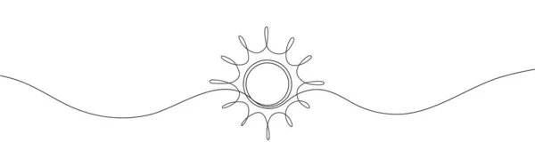 Continuous Line Sun Art Single Line Sketch Sunny Summer Travel — Stock Vector