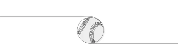 Singola Linea Continua Disegno Palla Baseball Pelle Simbolo Logo Illustrazione — Vettoriale Stock