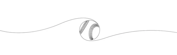 Garis Tunggal Terus Menerus Menggambar Logo Bola Bisbol Kulit Gambar - Stok Vektor