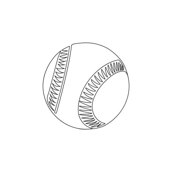 Egyetlen Folyamatos Vonalrajz Bőr Baseball Labda Szimbólum Logó Dinamikus Egysoros — Stock Vector
