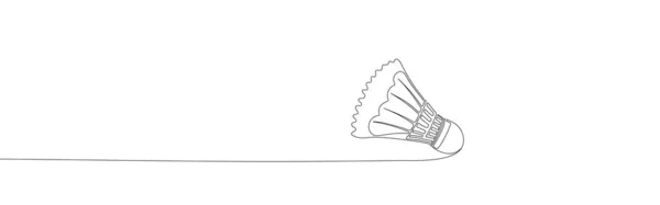 バドミントンシャトルチェック 一本の線画 バドミントンをする スポーツ用具 手描きベクトルイラスト — ストックベクタ