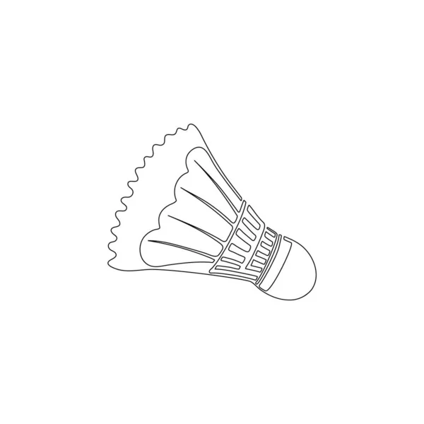 バドミントンシャトルチェック 一本の線画 バドミントンをする スポーツ用具 手描きベクトルイラスト — ストックベクタ
