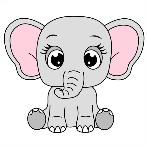 Desenhos Animados Bebê Elefante Ilustração Para Crianças Elefante Bonito Sentado — Vetor de Stock
