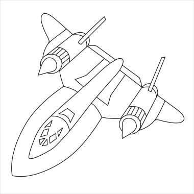 Askeri uçak Lockheed SR-71 Blackbird Yetişkinler ve Çocuklar için Boyama Kitabı. Beyaz Arkaplan 'da karikatür uçağı izole edildi. Fighter Jet Çizgi Çizgisi Sanat Vektörü İllüstrasyonu. Tasarım taslağı. Siyah Çizim Çizimi