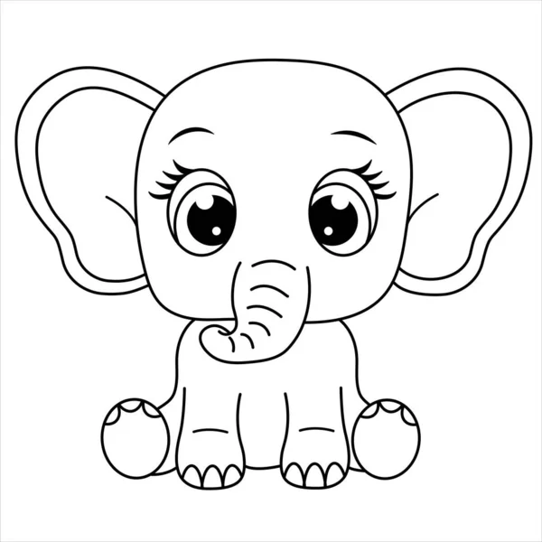 Słodki Słoń Kolorowanie Strony Kreskówka Baby Elephant Ilustracja Dla Dzieci — Wektor stockowy