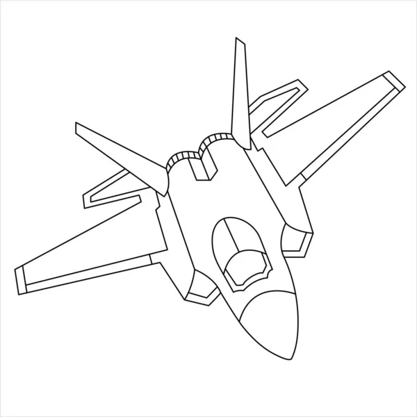 軍用機ロッキード マーティンF 22子供と大人のためのラプターのぬりえ本 白い背景に隔離された漫画の飛行機 ファイタージェットドローイングラインアートベクトルイラスト 概要デザイン ブラック 輪郭スケッチ ドローイング — ストックベクタ
