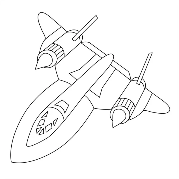 Military Aircraft Lockheed Blackbird Coloring Book Adults Children Cartoon Airplane — Stock Vector