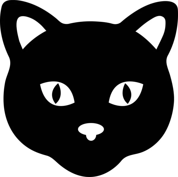 Cat Head Icon Cute Muzzle Black Cat Silhouette Cat Logo — Stock Vector