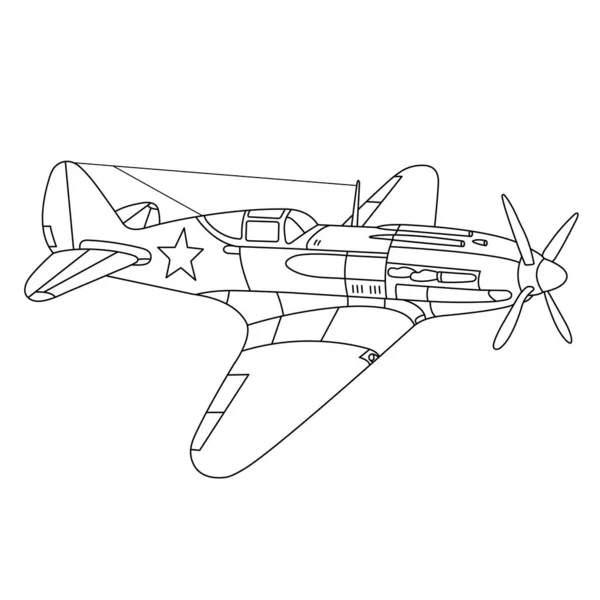 Mig Aircraft War World Fighter Coloring Page Vintage War Plane — Stock Vector