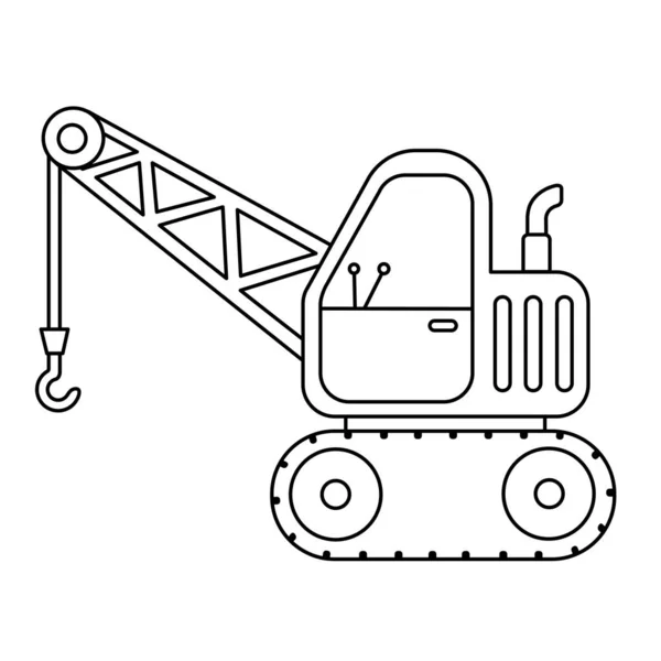 Crane Coloring Page Construction Vehicle Coloring Book Children Cartoon Truck — Stock Vector