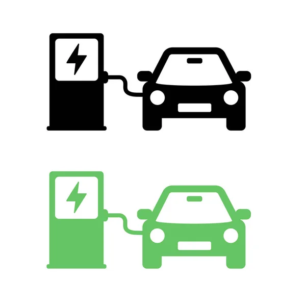 Electric Car Charging Station Vector Illustration Green Vehicle Battery Refilling — Stock Vector