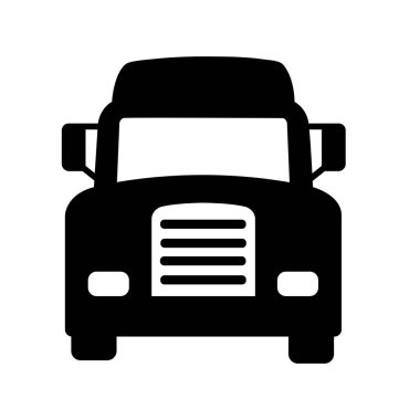 Kamyon Simgesi Önde. Lorry Pictogram. Basit Düz Grafik Çizimi. Araç Ulaşım Simgeleri Silueti