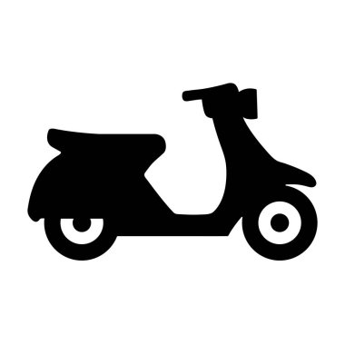Scooter Simgesi. Web siteleri ya da mobil uygulamalar için basit tasarım. Motosikletli Piktogram Vektör Çizimi. Moped veya Motosiklet Silueti