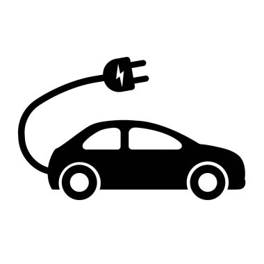 Elektrikli Araba Simgesi. Fiş Sembollü Elektrikli Araç. Çevre dostu otomobil aracı. Eko Taşıma Simgesi. Elektrik Şarj İstasyonu Sembolü.
