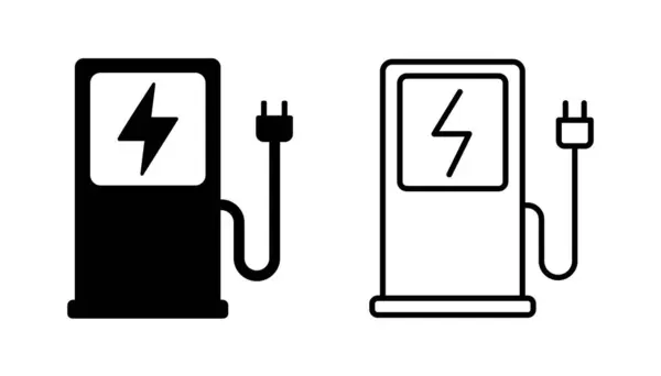 Elektrikli Araba Şarj İstasyonu Simgesi. Elektriksel Güç Otomatik İşareti İçin Şarj Cihazı. Elektrikli Araç Şarj İstasyonu Simgesi. Yeşil Enerji Şarj İstasyonu