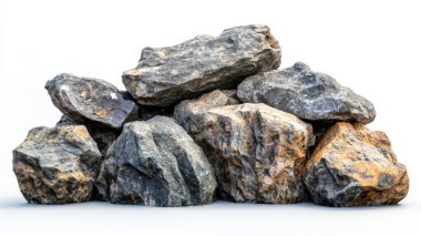 kayalıklar ve kayalık kısım beyaz arkaplanda.