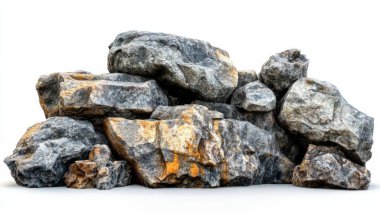 kayalıklar ve kayalık kısım beyaz arkaplanda.