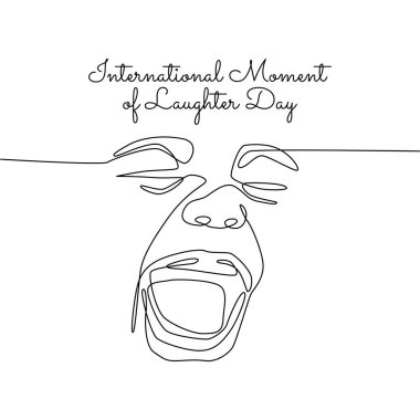 Uluslararası kahkaha gününün tek sıra sanatı uluslararası gülme günü kutlamaları için iyidir. çizgi sanatı. resimleme.