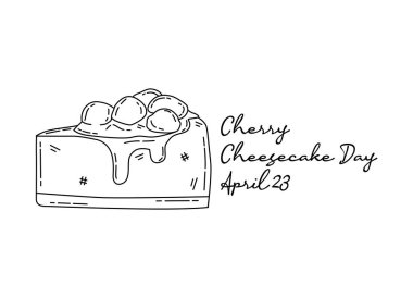 Cherry Cheesecake Günü 'nün çizgili sanatı vişneli kek günü için iyidir. çizgi sanatı. resimleme.