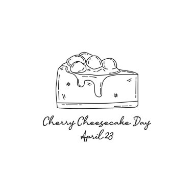 Cherry Cheesecake Günü 'nün çizgili sanatı vişneli kek günü için iyidir. çizgi sanatı. resimleme.