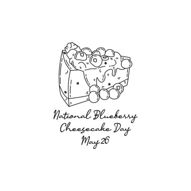 Ulusal yaban mersinli cheesecake günü, ulusal yaban mersinli kek günü kutlamaları için iyidir. çizgi sanatı. resimleme.