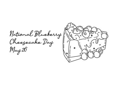 Ulusal yaban mersinli cheesecake günü, ulusal yaban mersinli kek günü kutlamaları için iyidir. çizgi sanatı. resimleme.