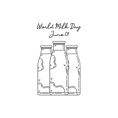 Süt günü, dünyanın süt günü kutlamaları için iyidir. çizgi sanatı. resimleme.