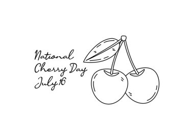 Ulusal vişne günü çizgisi sanatı ulusal vişne günü kutlamaları için iyidir. çizgi sanatı. resimleme.