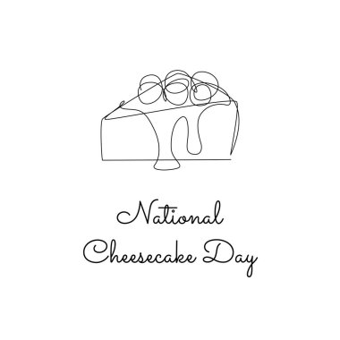 Ulusal Cheesecake Günü 'nün çizgi sanatı Ulusal Cheesecake Günü kutlamaları için iyidir. satır sanatı.