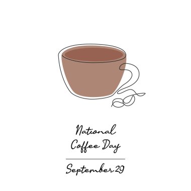 Ulusal Kahve Günü 'nün çizgi sanatı Ulusal Kahve Günü kutlamaları için iyidir. satır sanatı.