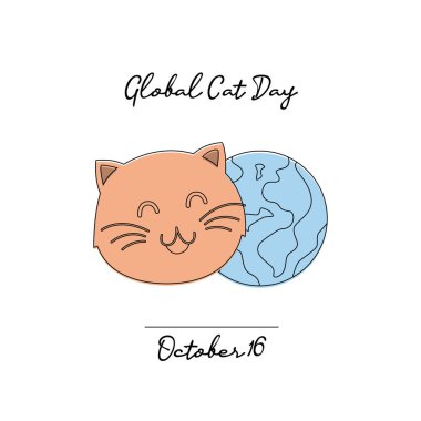 line art of Global Cat Day good for Global Cat Day celebrate. line art. clipart