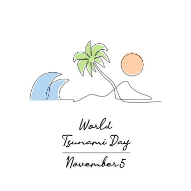 Dünya tsunami günü çizgisi sanatı Dünya tsunami günü için iyidir. satır sanatı.