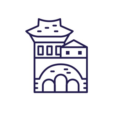 Sanat tarzında Asya tapınağı ikonu. Çin ya da Japonya sarayı.