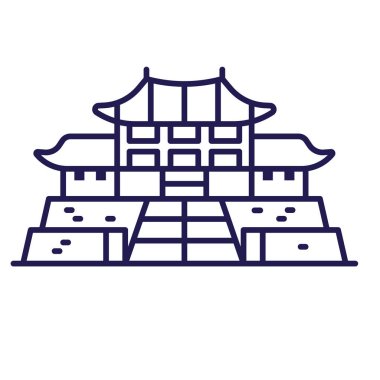 Çin ya da Japon şatosu ikonu. Sanat tarzında Asya sarayı ya da malikânesi.